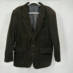 Members Only Corduroy Blazer Size 40R Jacket Dark Brown Elbow Patches Academia